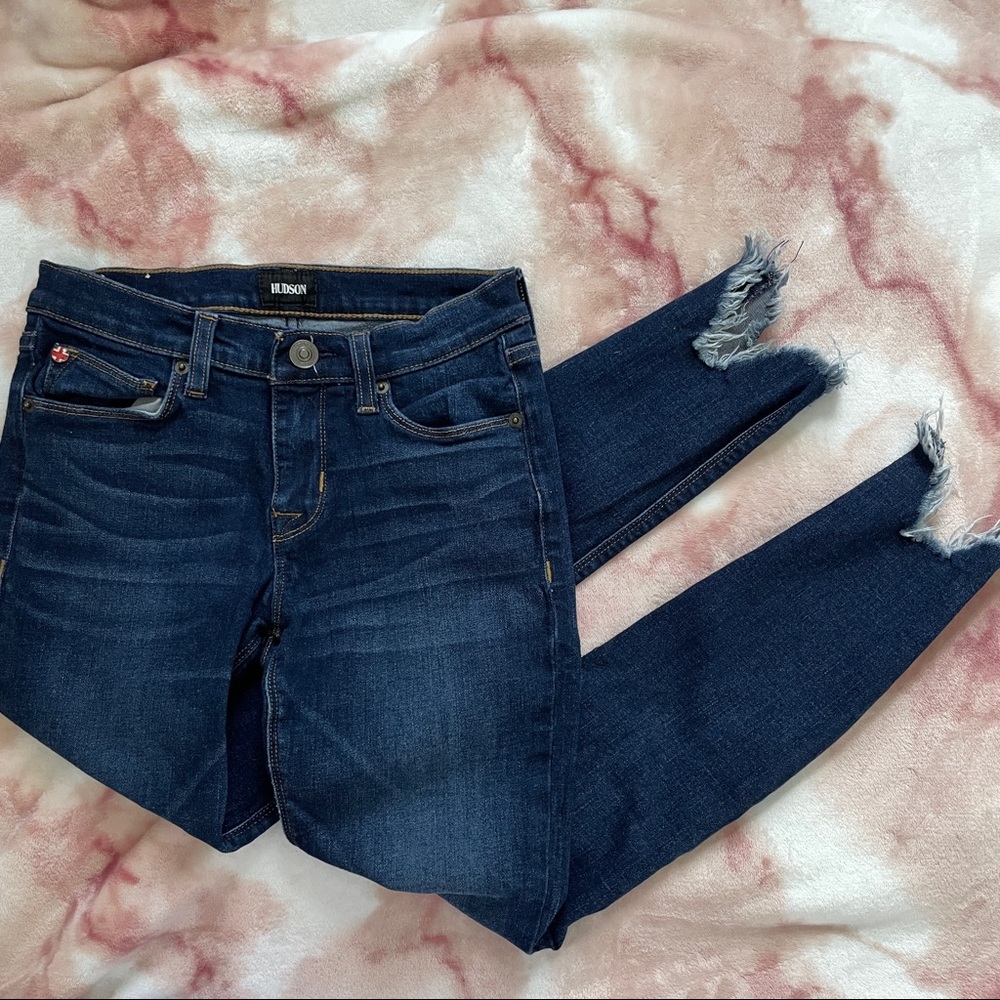 Hudson Blue Jeans Krista Ankle Super Skinny Destroyed Hem